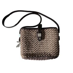 Brighton Woven‎ Textile Braided Shoulder Purse With Leather Trim